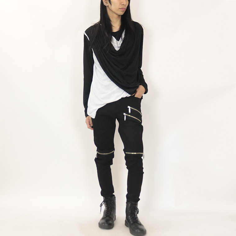 ZIPデザインストレッチスキニーパンツ