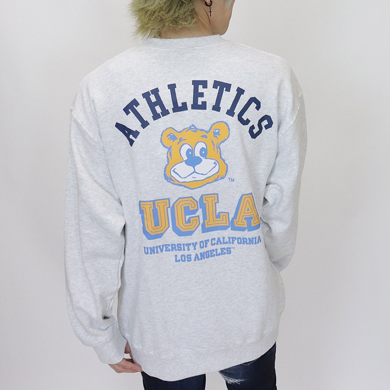【UCLA/ユーシーエルエー：ジョープリントトレーナー】長袖☆裏毛／スウェット  アメカジ ストリート ユニセックス ペア 254AN1TR175 ホワイト ブラック 新品未使用 少量入荷