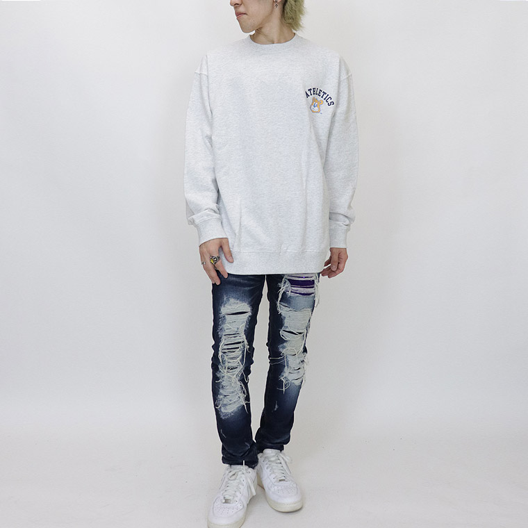 【UCLA/ユーシーエルエー：ジョープリントトレーナー】長袖☆裏毛／スウェット  アメカジ ストリート ユニセックス ペア 254AN1TR175 ホワイト ブラック 新品未使用 少量入荷