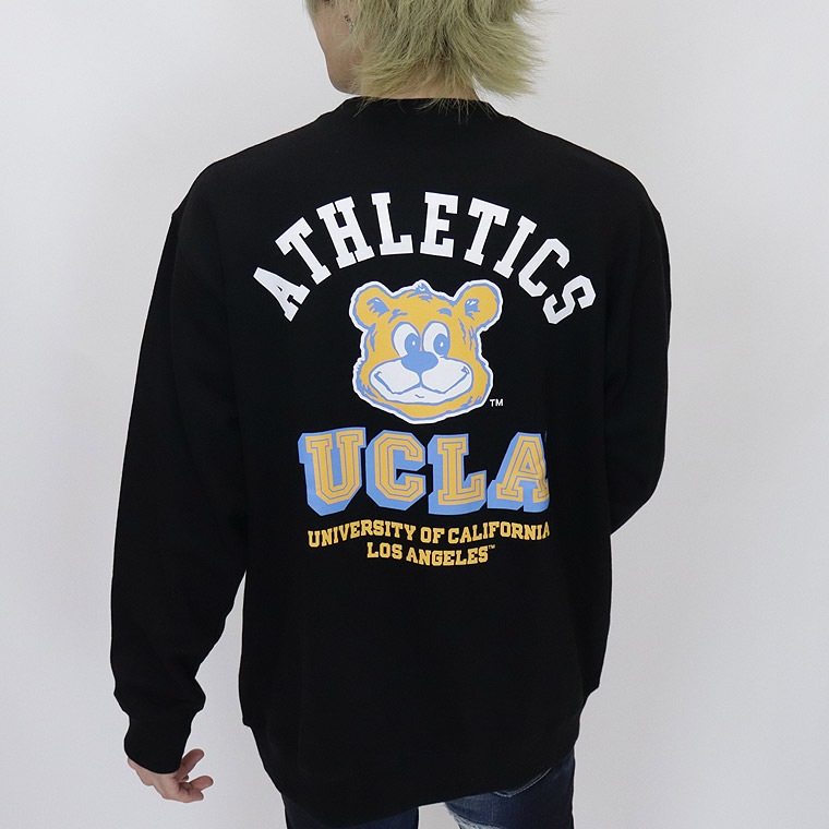 【UCLA/ユーシーエルエー：ジョープリントトレーナー】長袖☆裏毛／スウェット  アメカジ ストリート ユニセックス ペア 254AN1TR175 ホワイト ブラック 新品未使用 少量入荷
