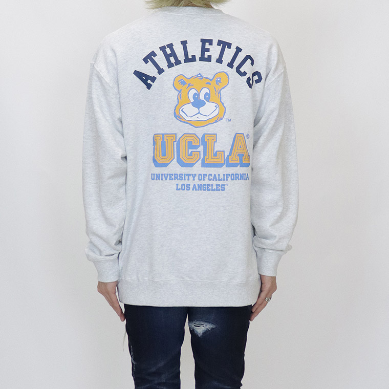 【UCLA/ユーシーエルエー：ジョープリントトレーナー】長袖☆裏毛／スウェット  アメカジ ストリート ユニセックス ペア 254AN1TR175 ホワイト ブラック 新品未使用 少量入荷