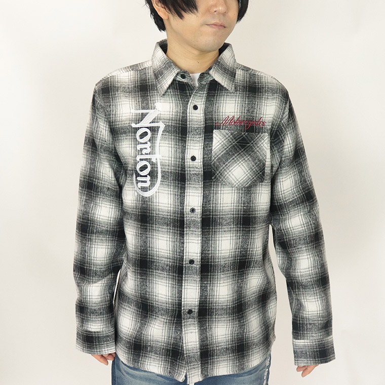 【NORTON】ウイング刺繍フランネルチェックシャツ
