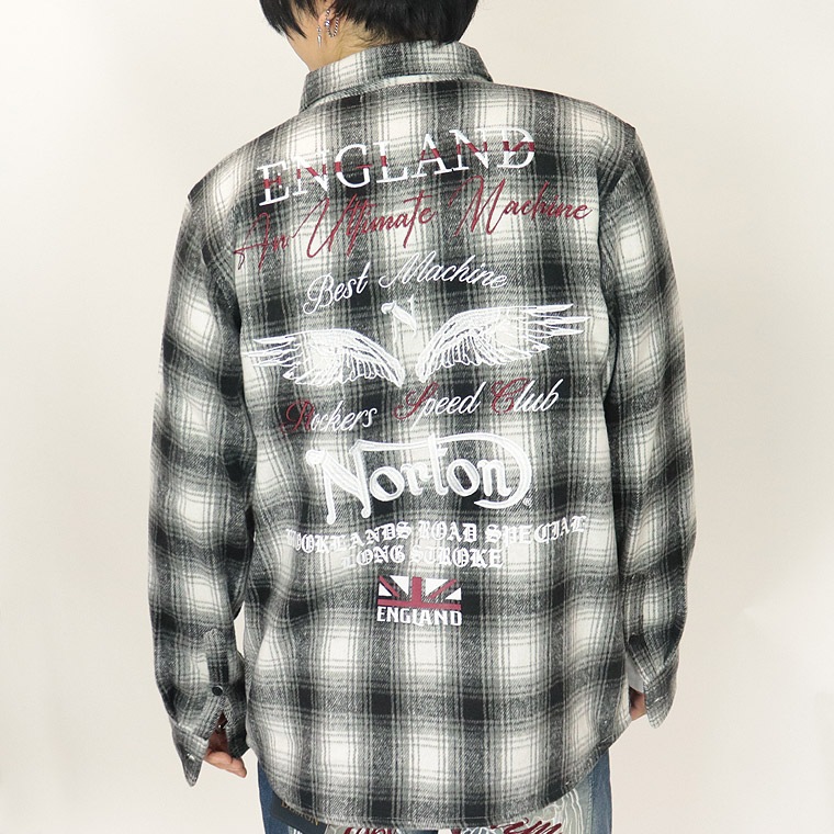 【NORTON】ウイング刺繍フランネルチェックシャツ