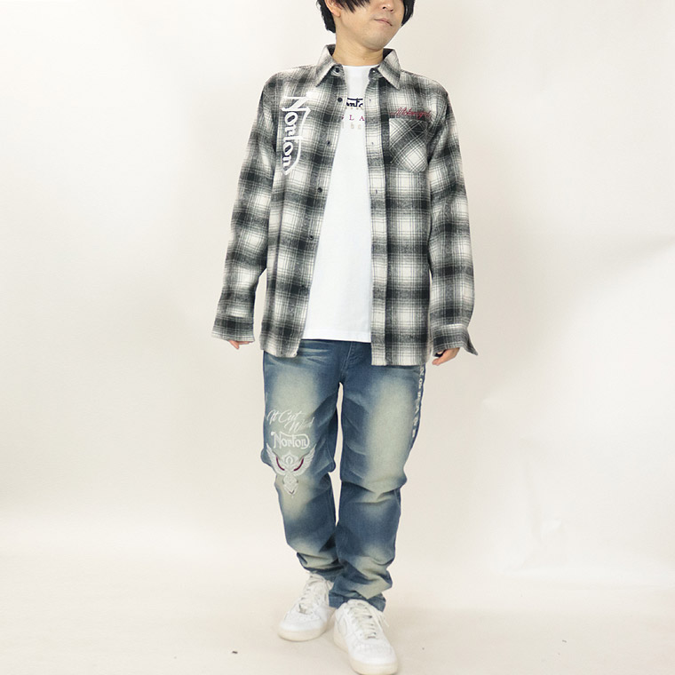 【NORTON】ウイング刺繍フランネルチェックシャツ