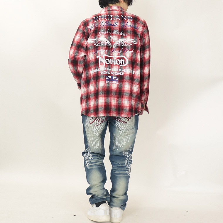 【NORTON】ウイング刺繍フランネルチェックシャツ