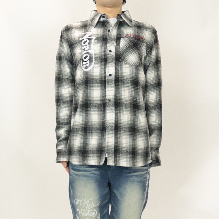 【NORTON】ウイング刺繍フランネルチェックシャツ