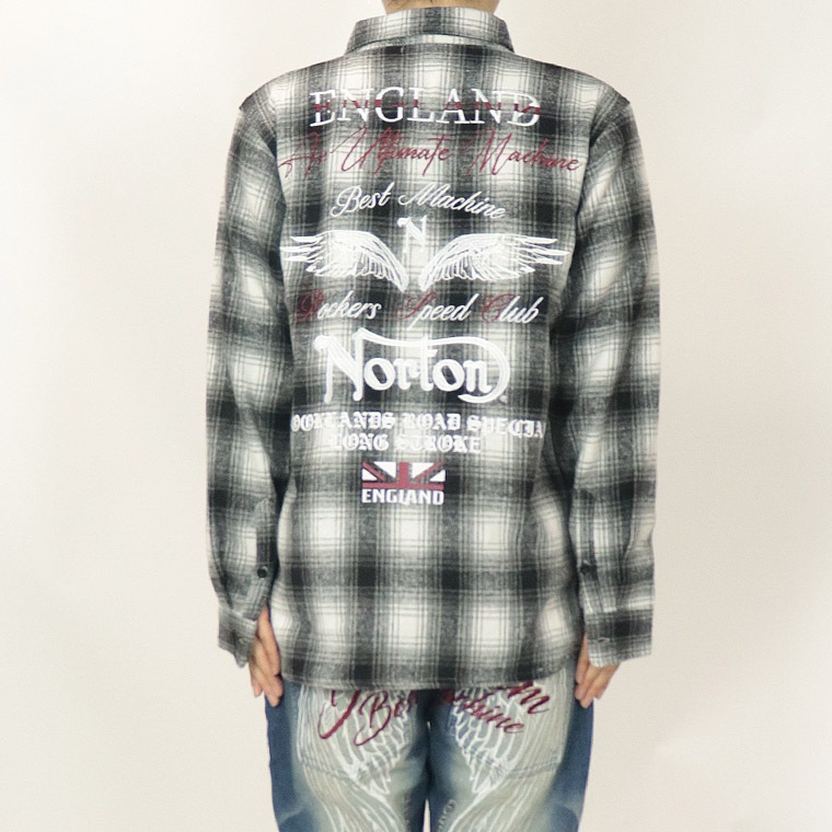 【NORTON】ウイング刺繍フランネルチェックシャツ