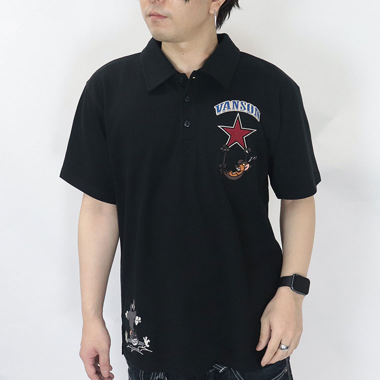 【TOM&JERRYコラボ】天竺半袖ポロシャツ スター