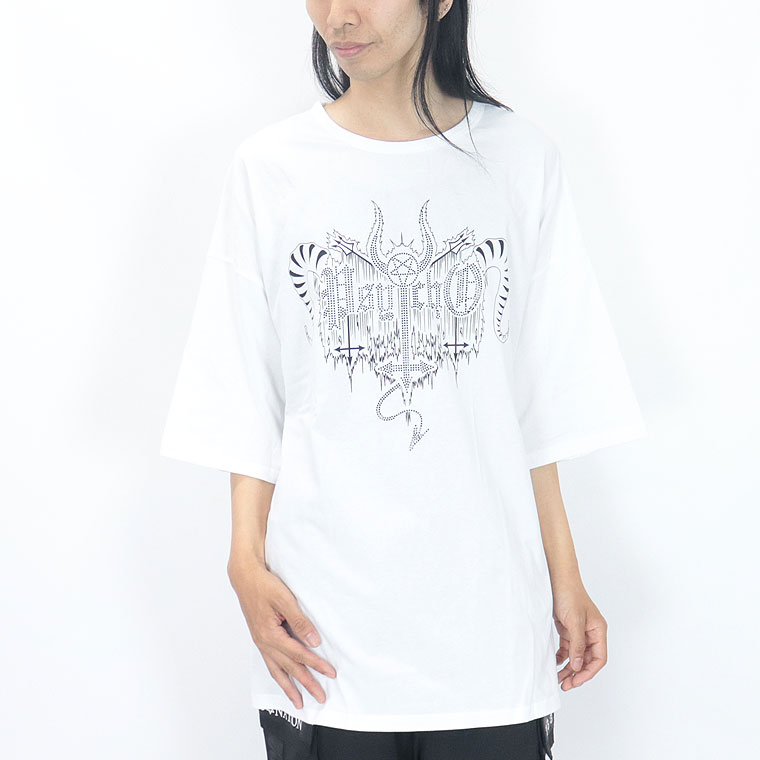 【PSYCHONATION】レースアップ仕様ラインストーンBIGシルエットTシャツ