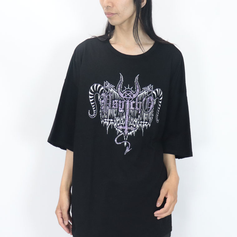 【PSYCHONATION】レースアップ仕様ラインストーンBIGシルエットTシャツ