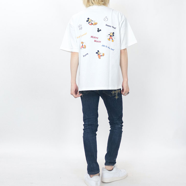 夏物先行セール55％OFF【Disney/ミッキー】ミッキー半袖Ｔシャツ/バックプリント&刺繍/(ペアルック・アメカジ系)