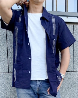 ≪10%OFF≫ tesoro / キューバシャツ / ネイビー|tesoro|ブランド