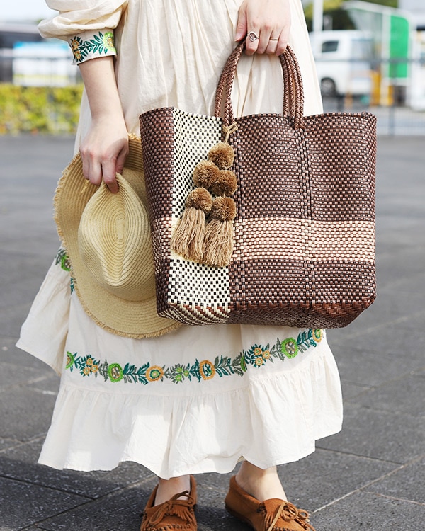 tesoro / メルカドバッグ ブラウン×ホワイト｜テソロ(tesoro)公式通販