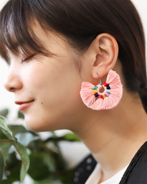 Federica Tosi★フェデリカ・トシ★ミンディサークルピアス tesoro / サークルフリンジピアス / ベビーピンク [メール便対象