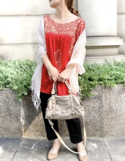 ≪20%OFF≫ tesoro / サンアントニーノ刺繍ブラウス / レッド1|tesoro|ブランド