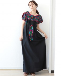 tesoro / サンアントニーノ刺繍ロングワンピース / ブラック|tesoro|ブランド