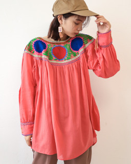 ≪10%OFF≫ tesoro / チアパス刺繍ブラウス / サーモンピンク|tesoro|ブランド