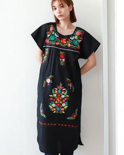 tesoro / メキシコ刺繍ワンピース / ブラック1|tesoro|ブランド