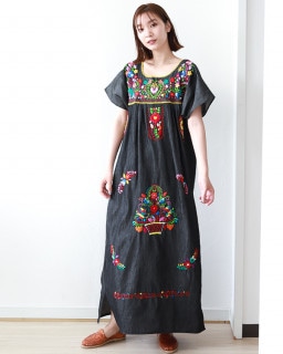 tesoro / メキシコ刺繍デニムワンピース / レモン1|ブランド