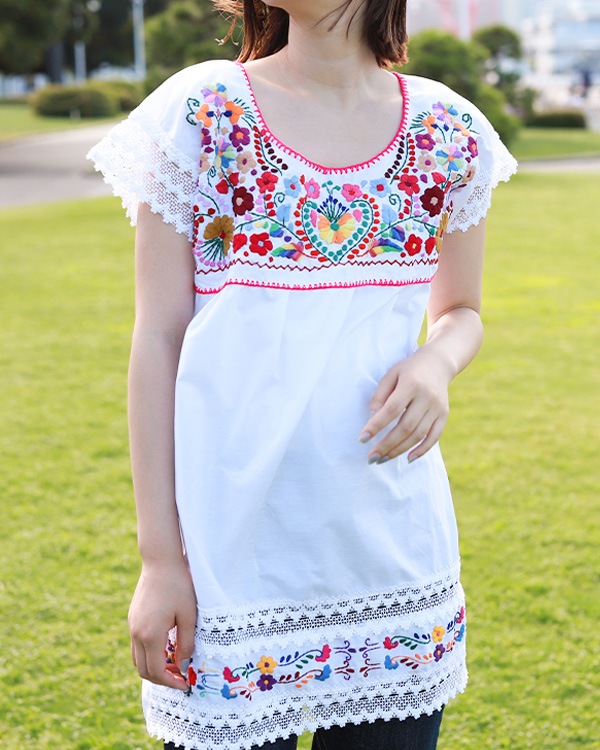 tesoro / メキシコ刺繍レースチュニック / シュガー1｜テソロ(tesoro