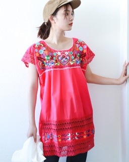 tesoro / メキシコ刺繍レースチュニック / ストロベリー2|ブランド