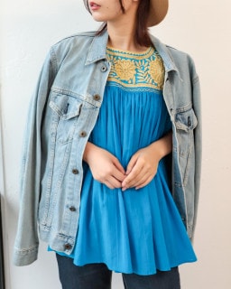 ≪20%OFF≫ tesoro / チアパス刺繍ブラウス / スカイブルー1|ブランド