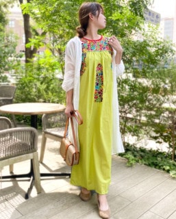 ≪20%OFF≫ tesoro / サンアントニーノ刺繍ロングワンピース / ライム|ブランド