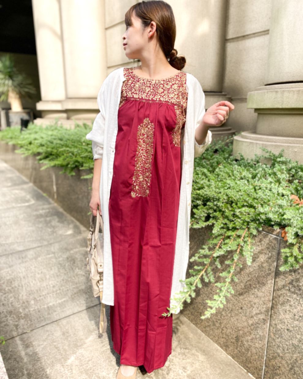 Off Tesoro サンアントニーノ刺繍ロングワンピース ガーネット テソロ Tesoro 公式通販