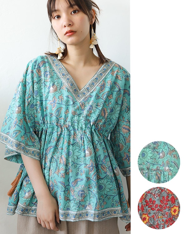 TMC 【Shanti Shanti】プルオーバー ブロックプリントディンティ shanti / プルオーバー ブロックプリントディンティ [メール便