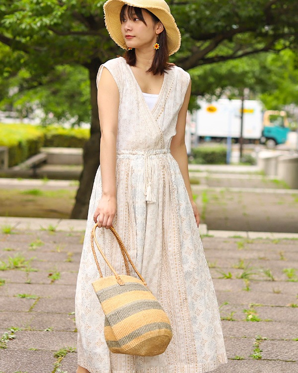 shanti / ワンピース ノースリーブ ホロモハール / ホワイト｜テソロ