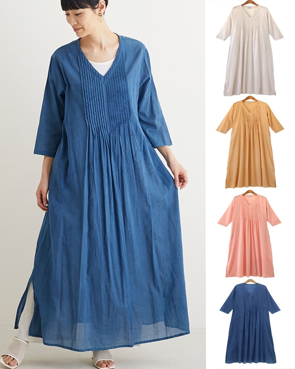 shanti / タックワンピース 草木染 [メール便対象品]｜テソロ(tesoro