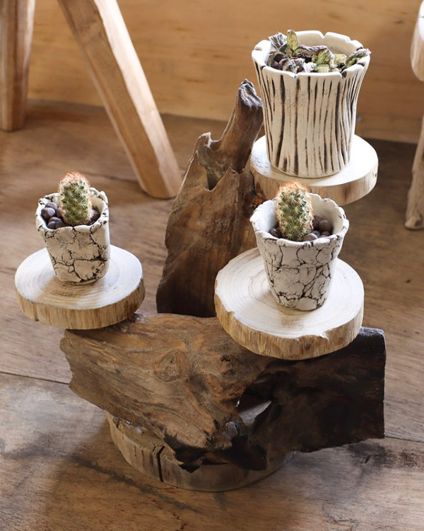 相撲　ルームスタンド　インテリア　天下泰平　送料込み250529 shanti / チーク 根っこフラワースタンド 3トレイ｜テソロ(tesoro)公式通販