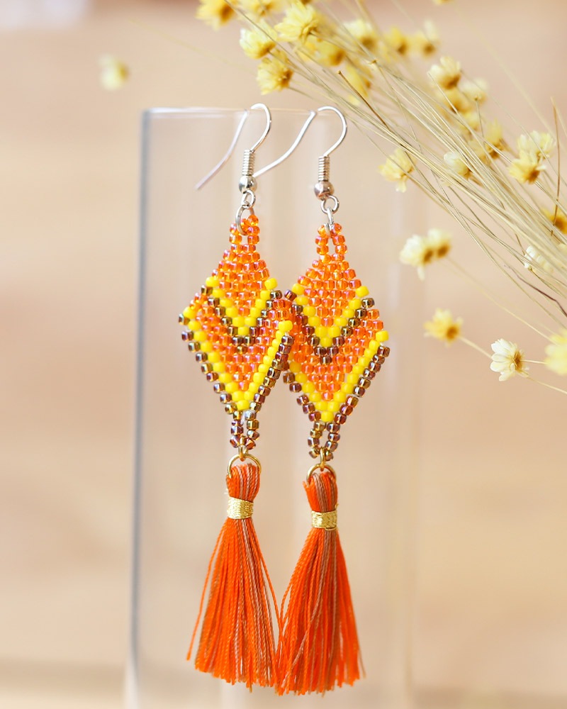 tesoro / ビーズダイヤピアス/オレンジ [メール便対象品]｜テソロ