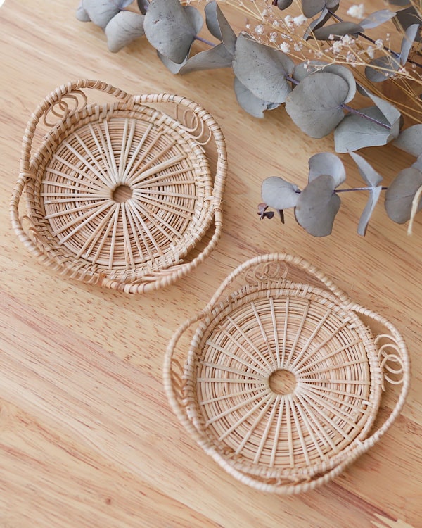 2点セット】shanti / コースター ラタン ラウンド フチアリ [メール便