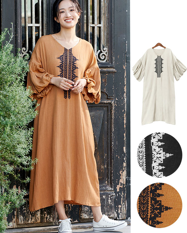 新作】shanti / ワンピース クロスステッチエンブ｜テソロ(tesoro)公式通販