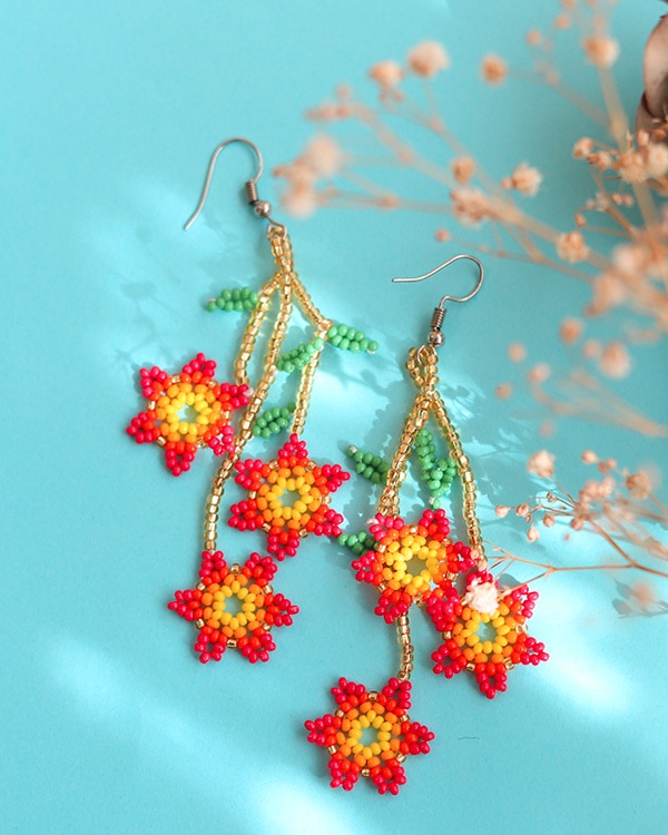 hanairoaiki ビーズフラワーピアス ピアス - hanairoaiki