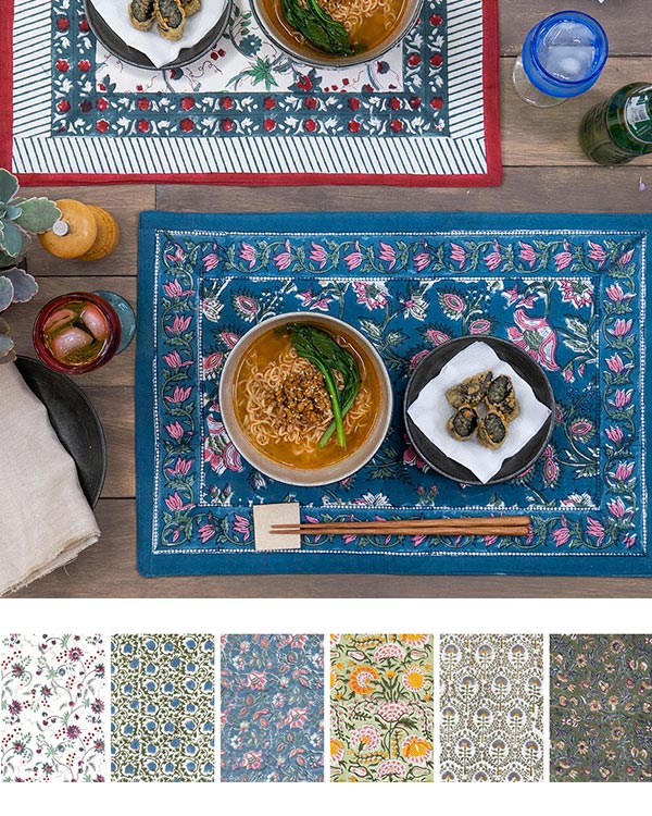 shanti / ランチマット ブロックプリント [メール便対象品]｜テソロ