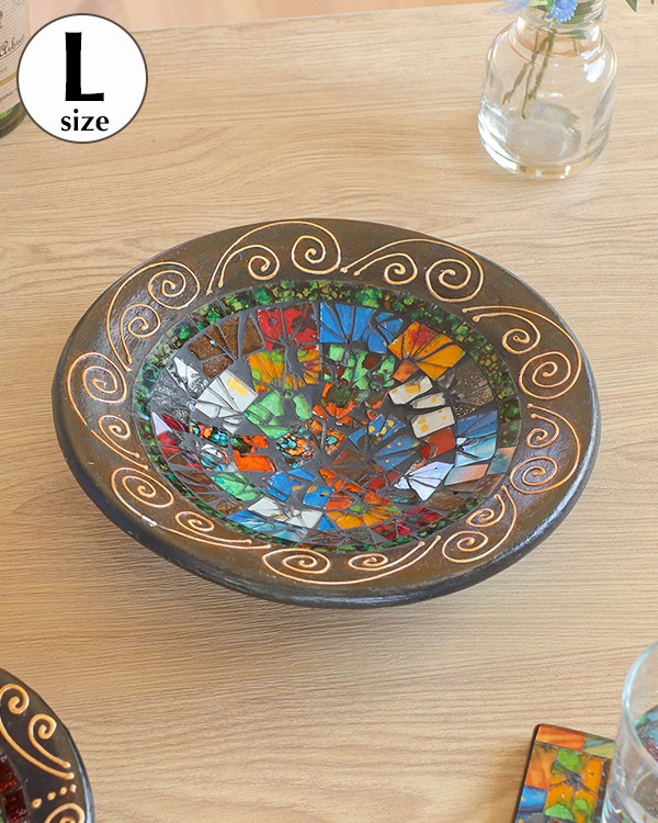 shanti / モザイクラウンドトレイ L ステンドグラス｜テソロ(tesoro
