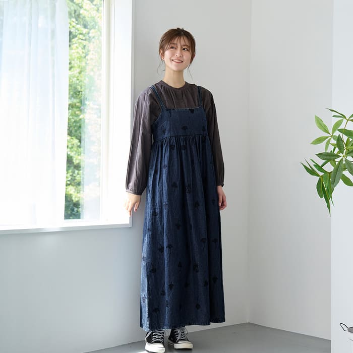 【新作】 shanti / キャミソールワンピース デニムフラワー