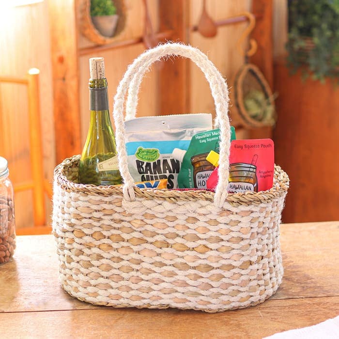 shanti / オーバルロングハンドルバスケット ホワイト｜テソロ(tesoro