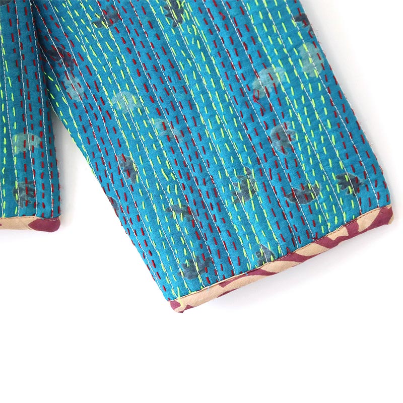 カンタキルト　ジャケット　ローブ　ブルー　ボタニカル柄 shanti / ジャケット カンタキルト｜テソロ(tesoro)公式通販