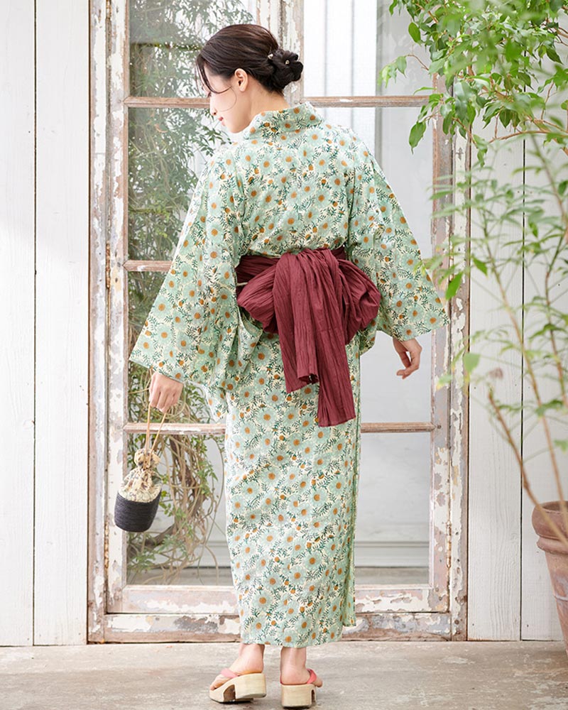 着物・浴衣 Rin utatane 浴衣 浴衣3点セット 綿麻 涼しげ上品糸菊 レディース