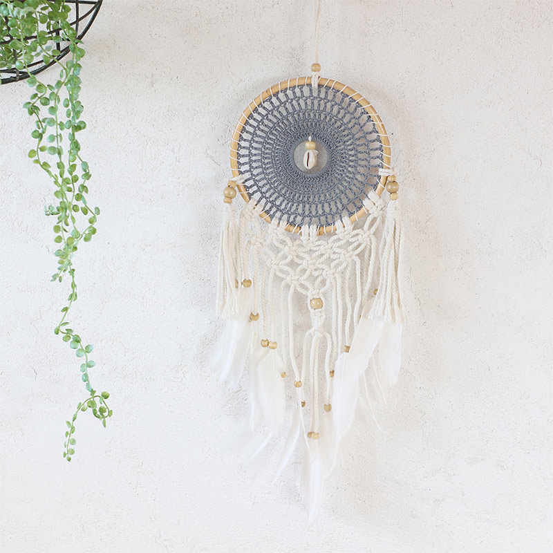 shanti / ラタンドリームキャッチャー クロシェ&マクラメ グレー