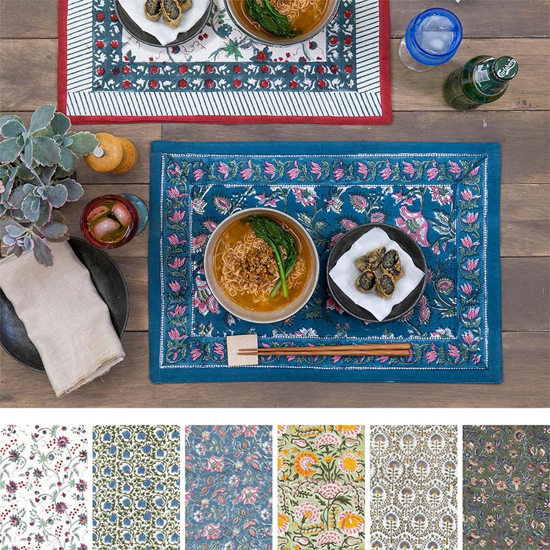 shanti / ランチマット ブロックプリント [メール便対象品]｜テソロ