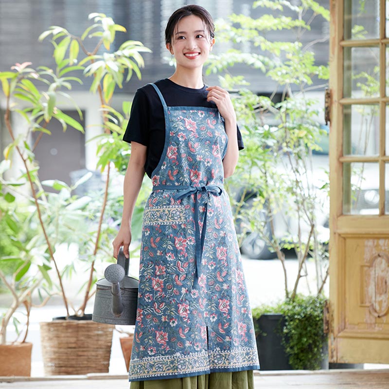 shanti / エプロン ブロックプリント [メール便対象品]｜テソロ(tesoro