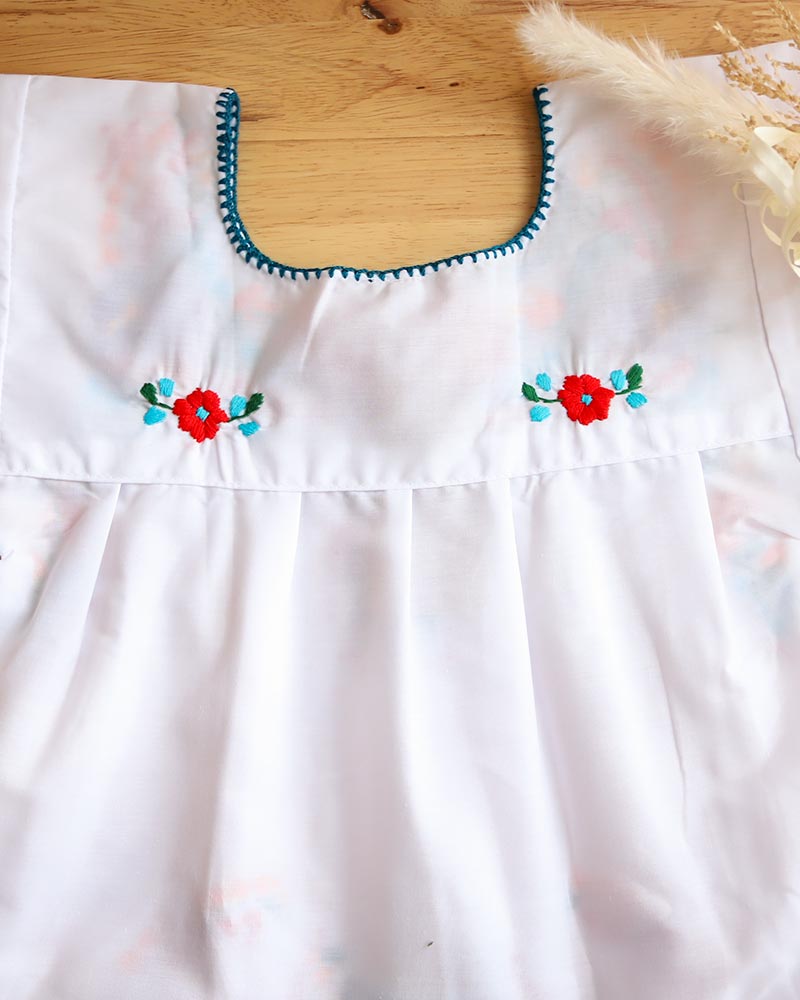 Little maddieメキシカンワンピース 1-2歳サイズ 緑 単色】キッズ メキシカン刺繍 ワンピース | te
