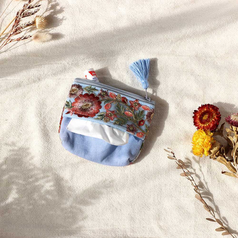 shanti / インド刺繍リボン ティッシュケース付ポーチ [メール便対象品