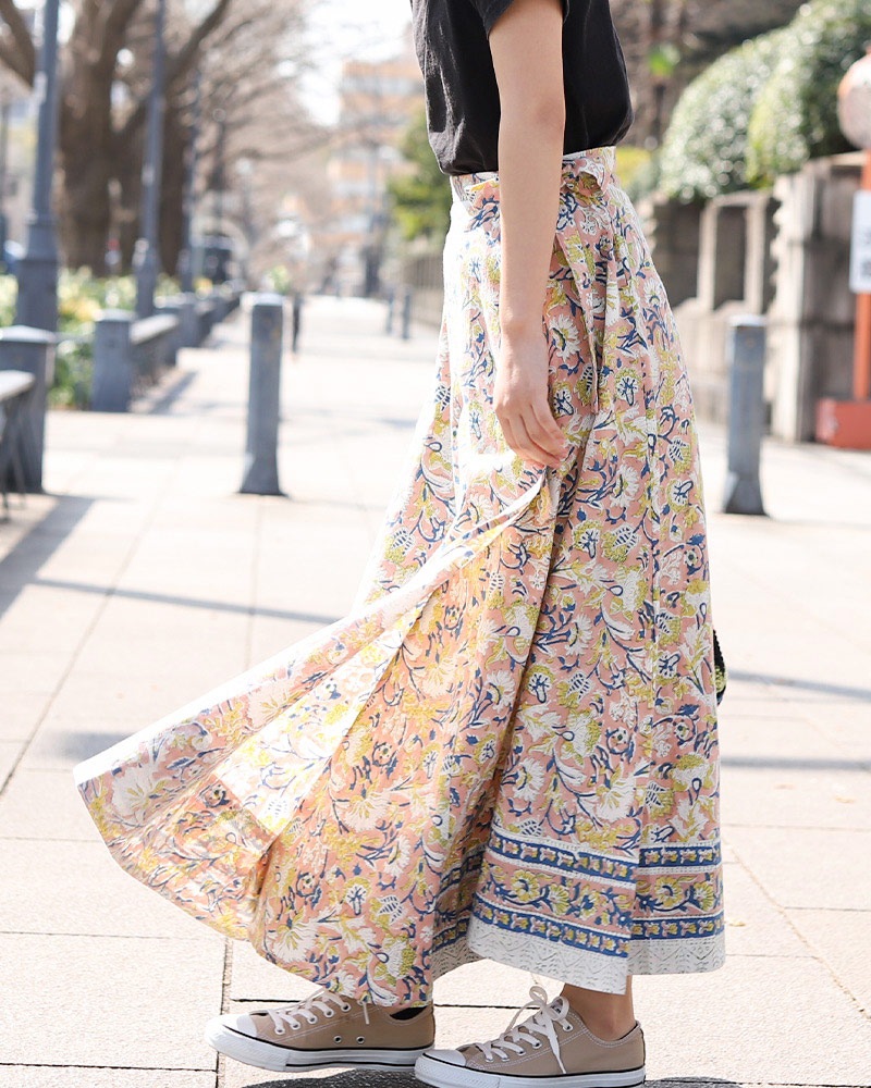 shanti / ラップスカート ブロックプリント｜テソロ(tesoro)公式通販