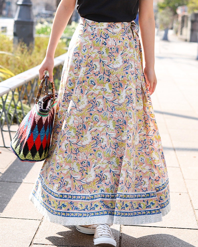 shanti / ラップスカート ブロックプリント｜テソロ(tesoro)公式通販