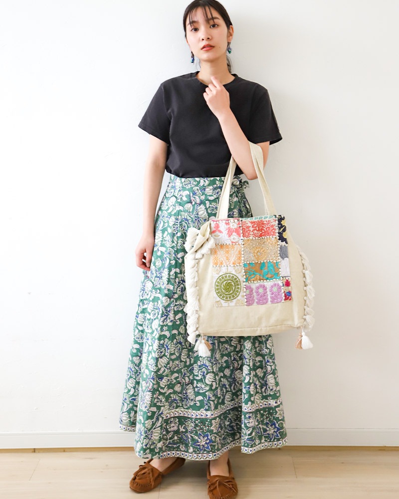 shanti / ラップスカート ブロックプリント｜テソロ(tesoro)公式通販